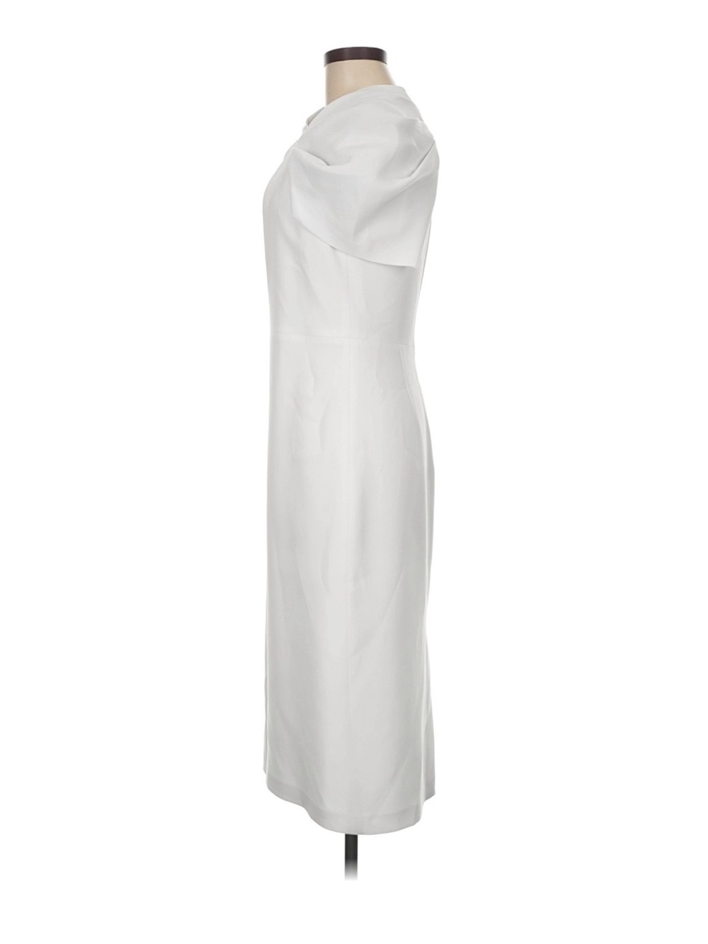 NWT ALICE + OLIVIA Kiro Ruffle Shoulder Midi Sheath Dress - Picture 4 of 11